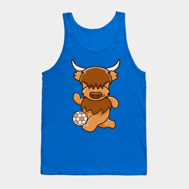 Highland cow as a soccer player Tank Top by GuavanaboyMerch